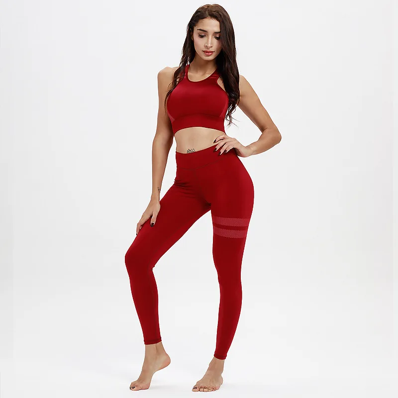 

2019 Offset Printing Yoga Fitness Suit Moisture Wicking Yoga Clothes Sports Running Suit Women's Fitness Clothes