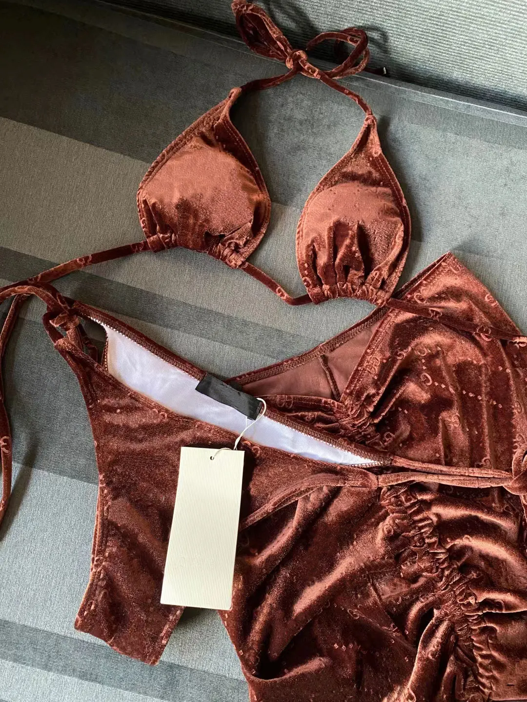 

Velvet Luxury Bikinis G Designer Thong Biquini 2021 Brand Brazilian Micro Three Pieces Bikini Sets Sexy Swimsuit Skirt Swimwear
