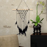 nordic macrame dream catcher wall hanging feather tapestry cotton thread bohemian tapestry home decoration hanging ornament