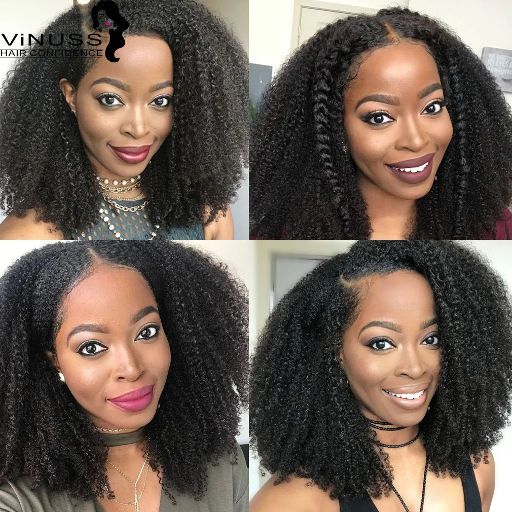 

13x4 Afro Kinky Curly Lace Front Wig PrePlucked Frontal Ramy Glueless Short Curly Human Hair Wigs For Black Women