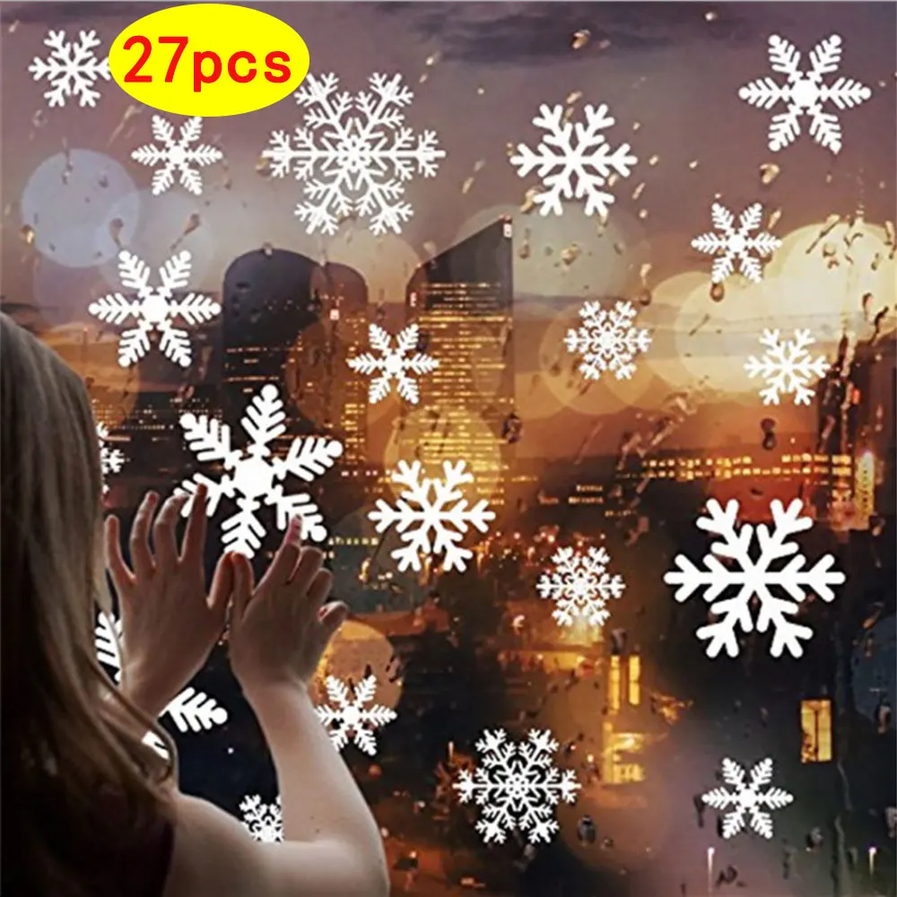 27 шт. Рождество зима снежинка Наклейка на стену окно белый фон с изображением