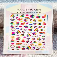2021 new holographic nail stickers abstract image design rainbow 3d nail foil tips self adhesive holo quality nail art decals