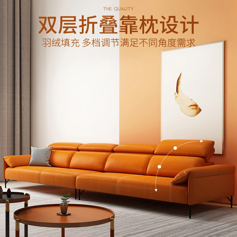 Кожаный диван итальянский минималистичный прямоугольный Трехместный