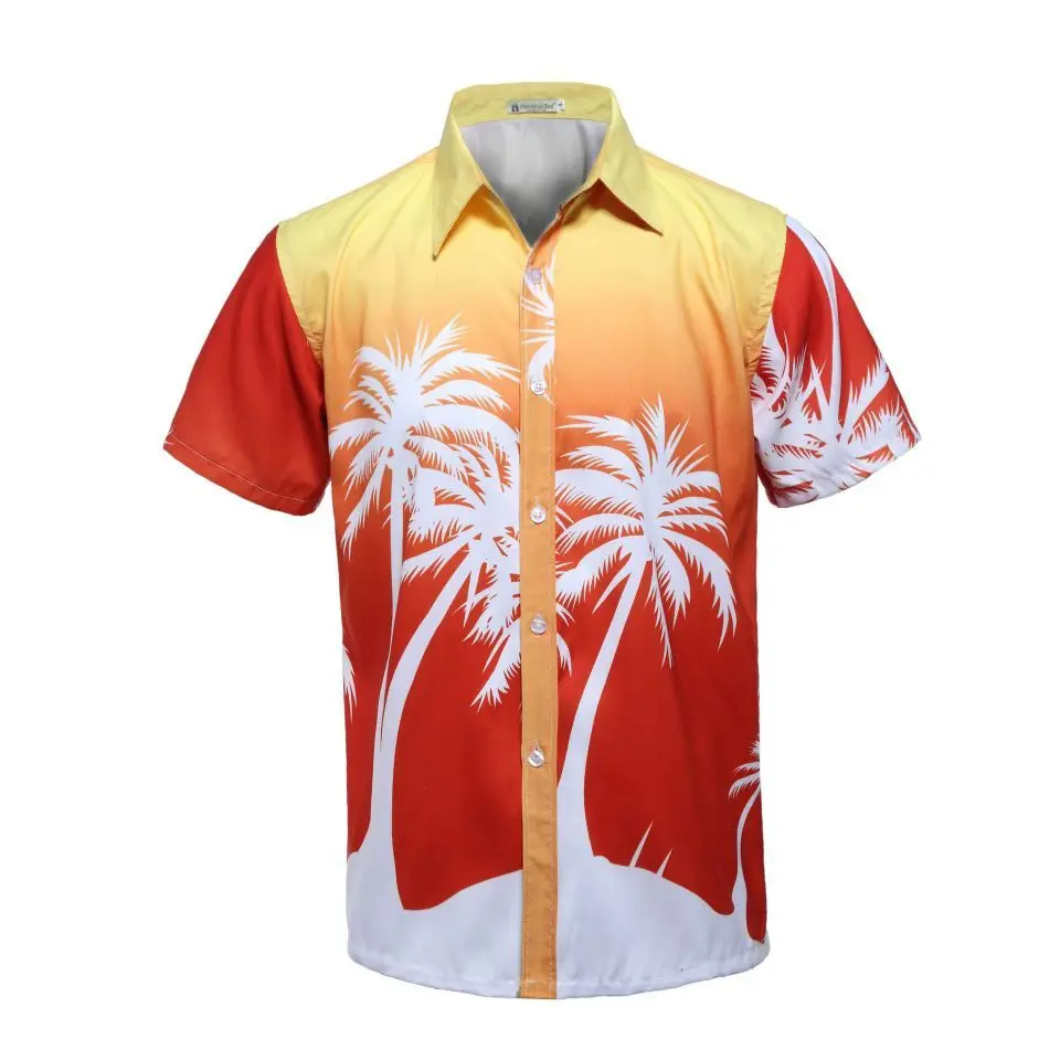 Новые Гавайские повседневные мужские пляжные рубашки с коротким рукавом