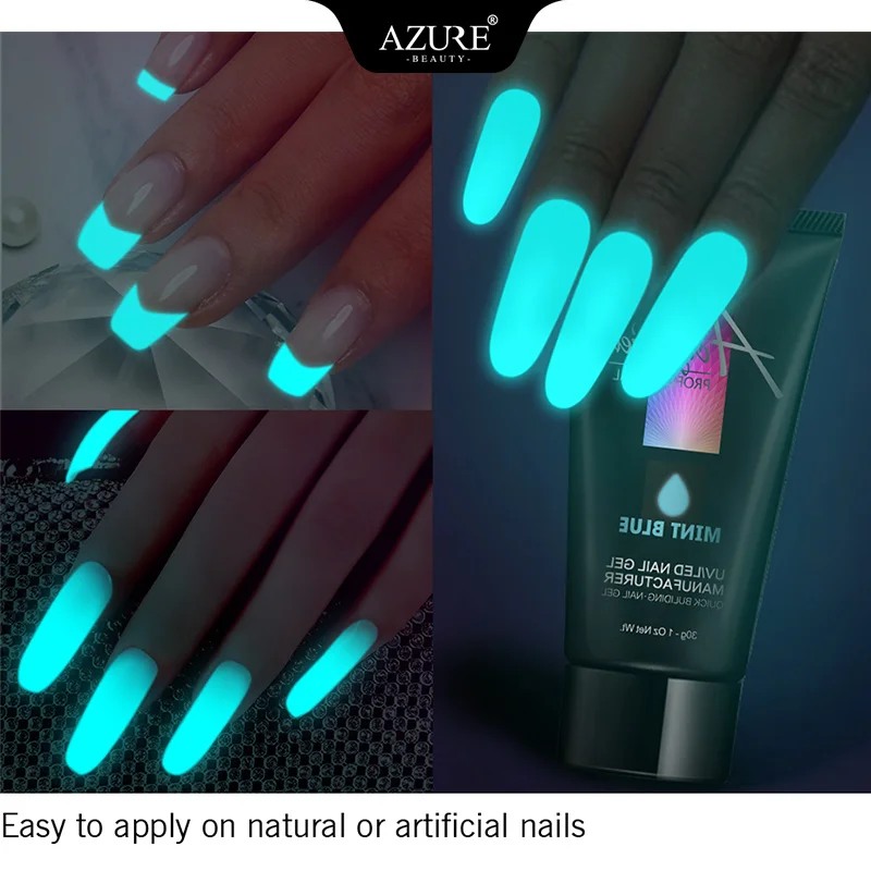Azure beauty 30 г набор гелей для наращивания ногтей с кристаллами, светодиодный Гель-лак для ногтей, Прозрачный Гель-лак для наращивания ногтей, инструменты для накладных ногтей