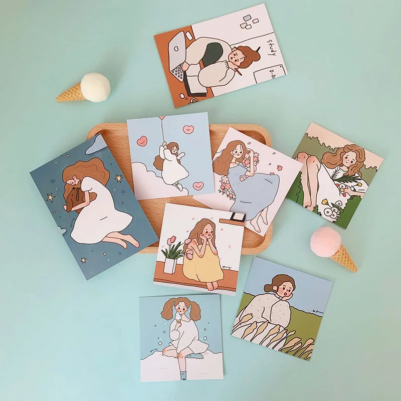 SIXONE Ins 8 комплектов милых девушек творческие декоративные открытки открытка