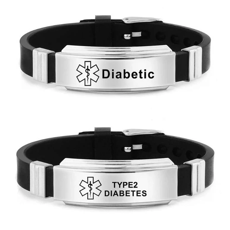Medical Alert ID Bracelet Laser Engraved Type 1/2 Diabetes PACEMAKER Adjustable Wristband for Kids Women Men Emergency First Aid