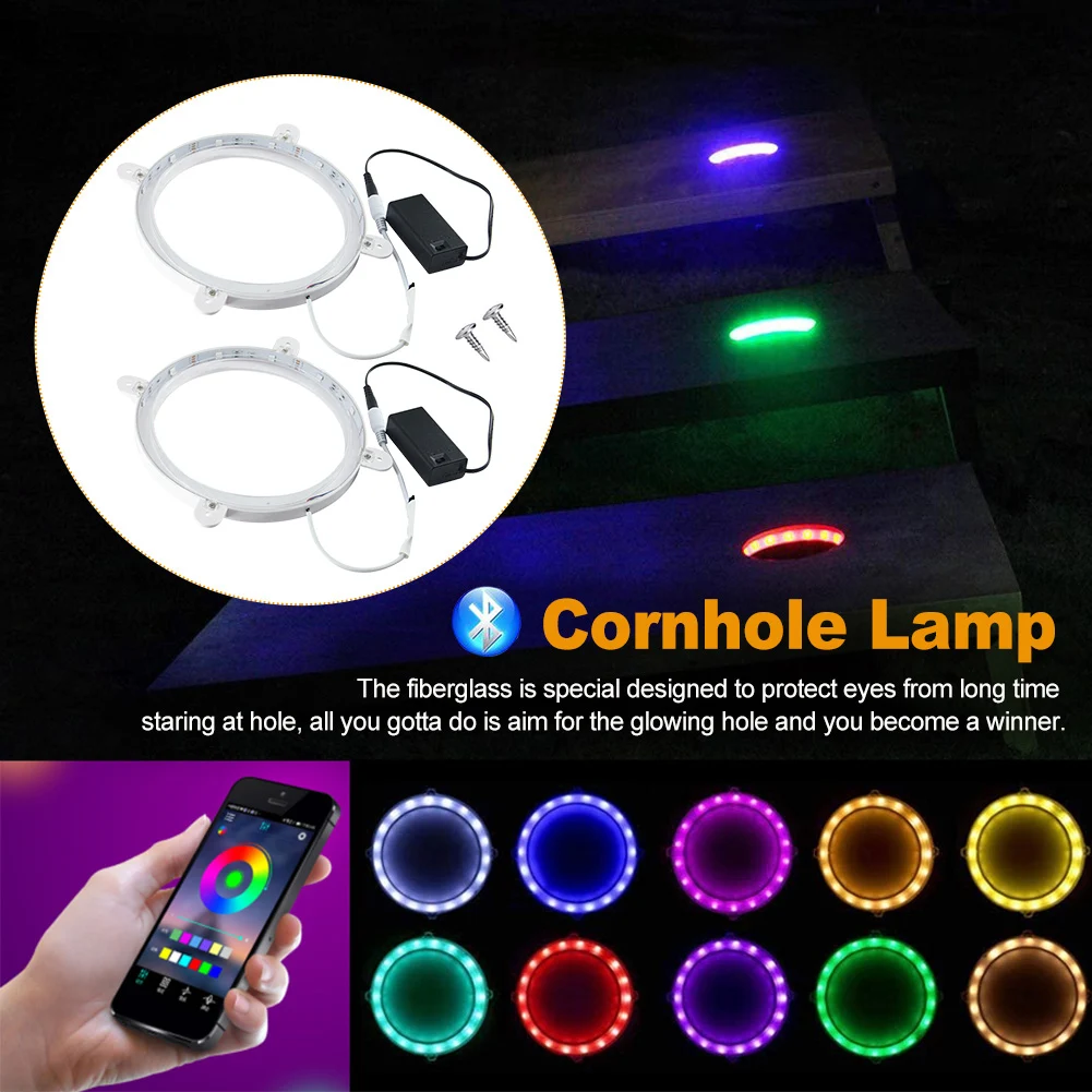 

2set Nightlight Backyard Ring Toss Game Led Bean Bags Multicolor Changing 16 Colors Bright Sandbag Board Cornhole Lights Family
