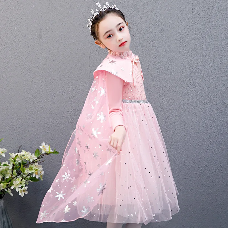 Vestido платья Анны и Эльзы коллекция 2019 года Сезон Зима детские кружевные вечерние