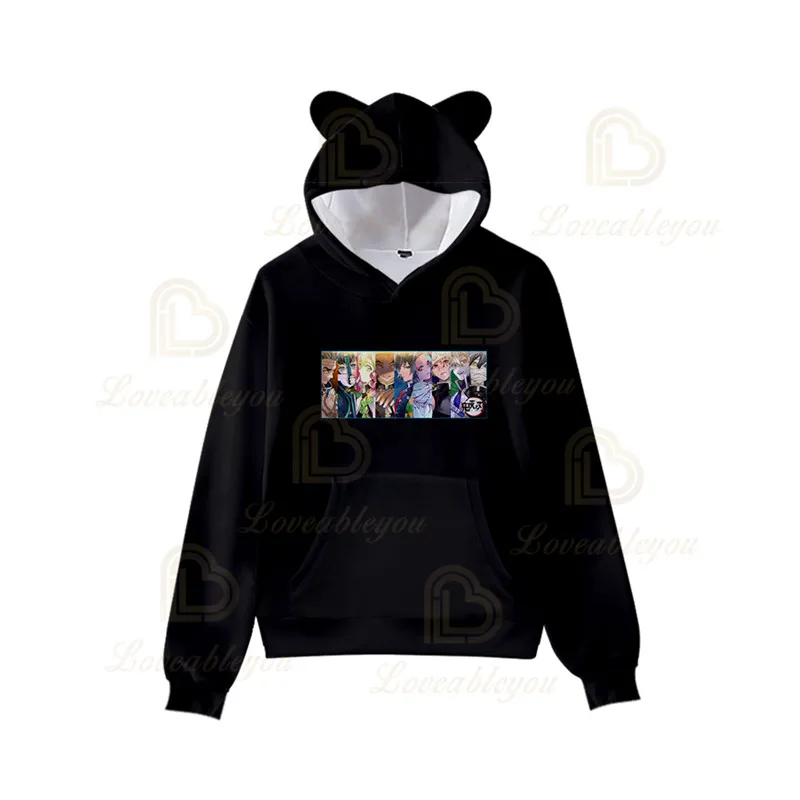 

3D Print Demon Slayer Kimetsu No Yaiba: Mugen Ressha-Hen Hoodie Hooded Autumn Anime Kawaii Cat Ears Kids Hoodie Pullovers