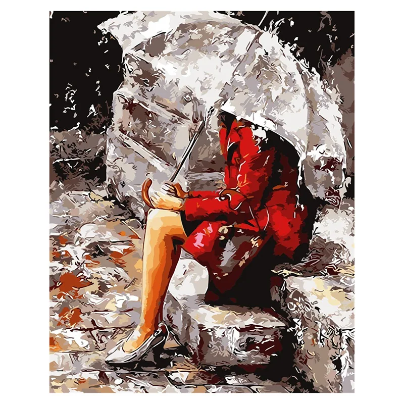 Краска по номерам для взрослых DIY холст масляная краска ing Kit детей зонтик женщина