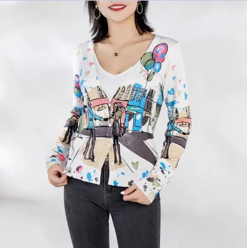 Новинка 2019 женские кардиганы с длинным рукавом романтичный свитер принтом Love и