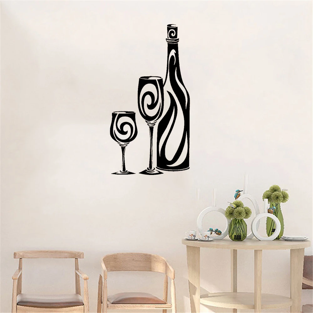 

Modern Kitchen Design Wall Stickers Wine Bottle Pattern Wall Decal Interior Art Mural Glass House Home Decor Vinyl sy26
