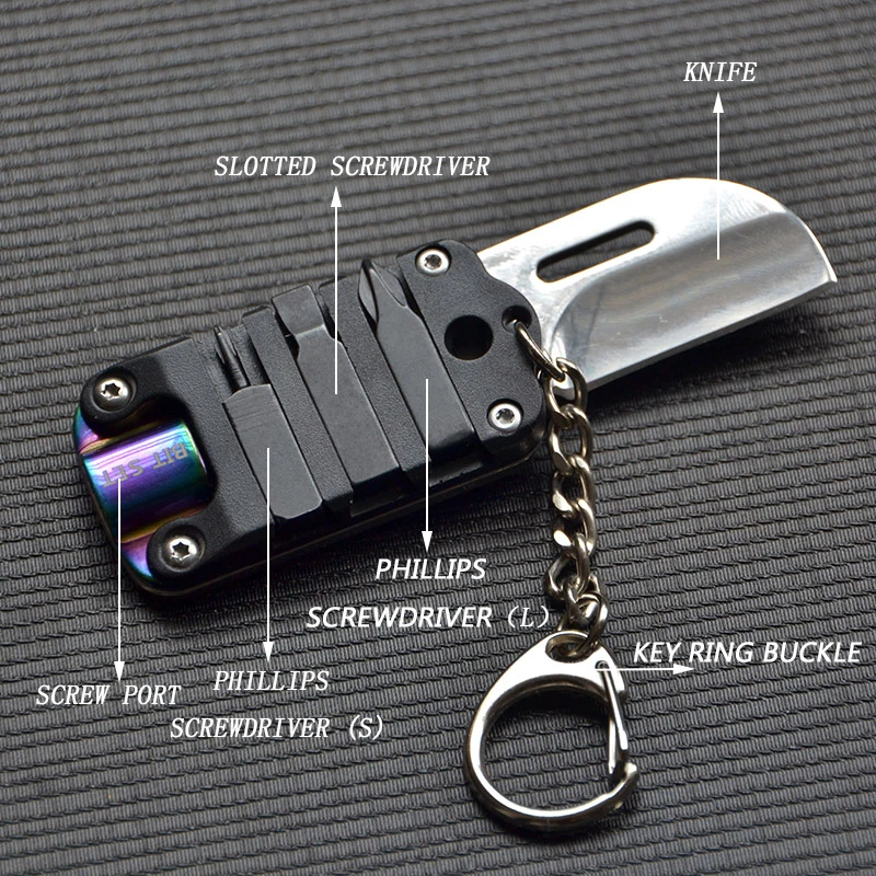 Мультитул EDC мини-нож с брелоком отвертка бита складной нож инструменты из