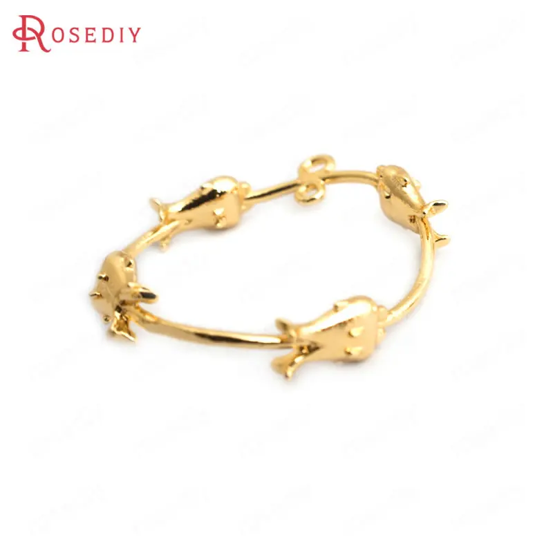 

(34865)6PCS 27x25MM 24K Gold Color Brass with Dolphin Circle Charms Pendants High Quality Diy Accessories Jewelry Findings