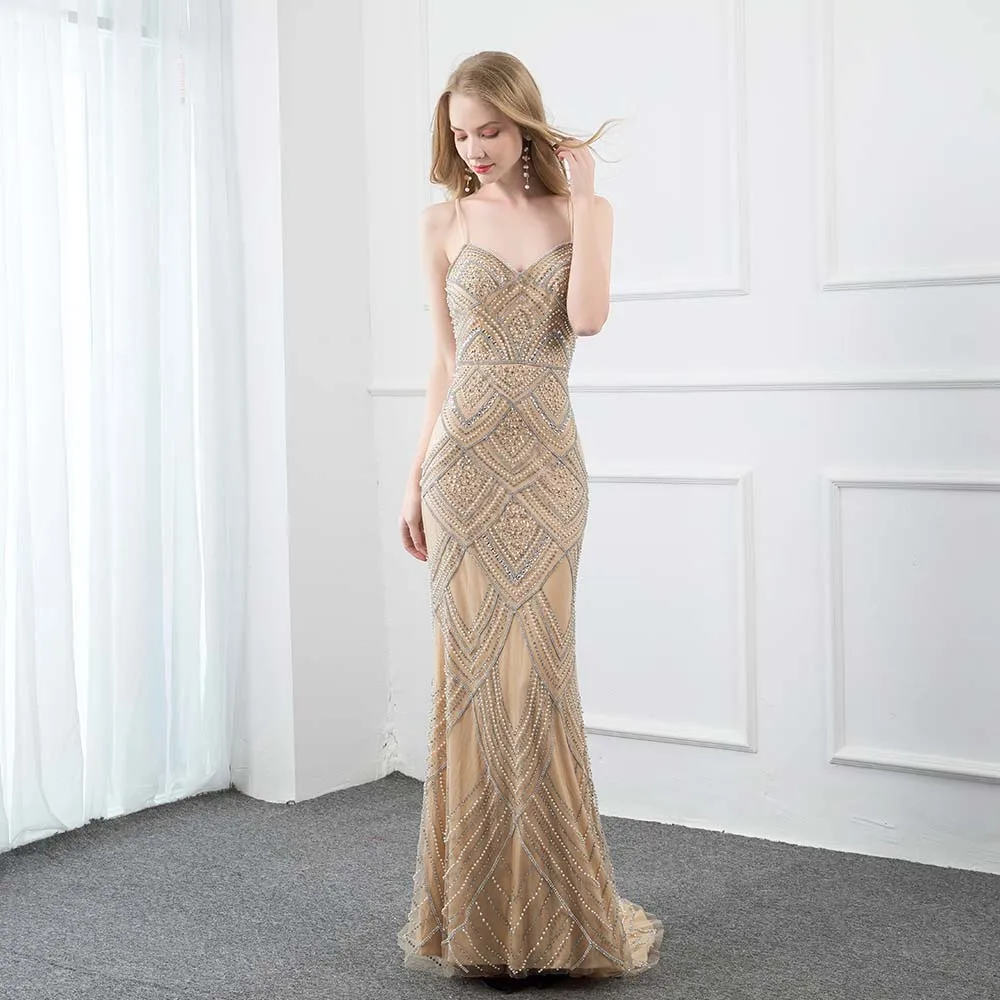 Сексуальные вечерние платья YQLNNE на бретелях спагетти с юбкой годе Длинные без