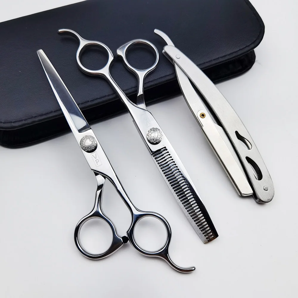 

Professional Hair Scissors 6.0" 440C Cutting Shears Thinning Scissors Hairdressing Scissors Razor Combs haircut scissors set