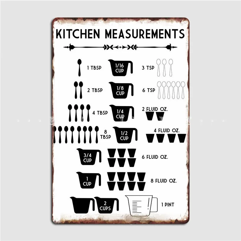 

Кухонные мерки, белый металлический знак, клубный домашний Забавный плакат