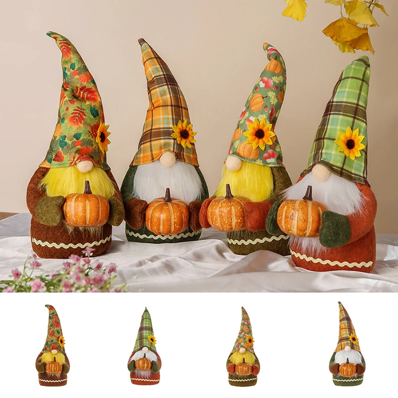 

Gnomes Plush Doll Holding Pumpkin Fall Thanksgiving Decor Scandinavian Swedish Tomte Elf Doll Indoor Home Ornament