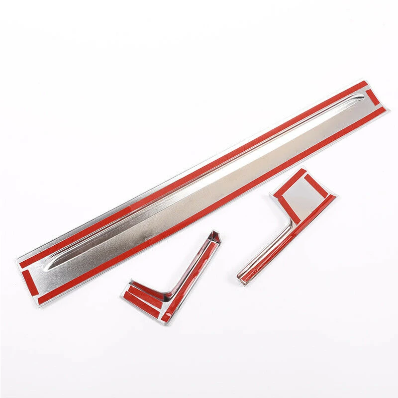 

beler NEW 3pcs ABS Matte Silver Car Center Console Panel Cover Trim Car Styling Fit for Porsche Cayenne 2018 2019