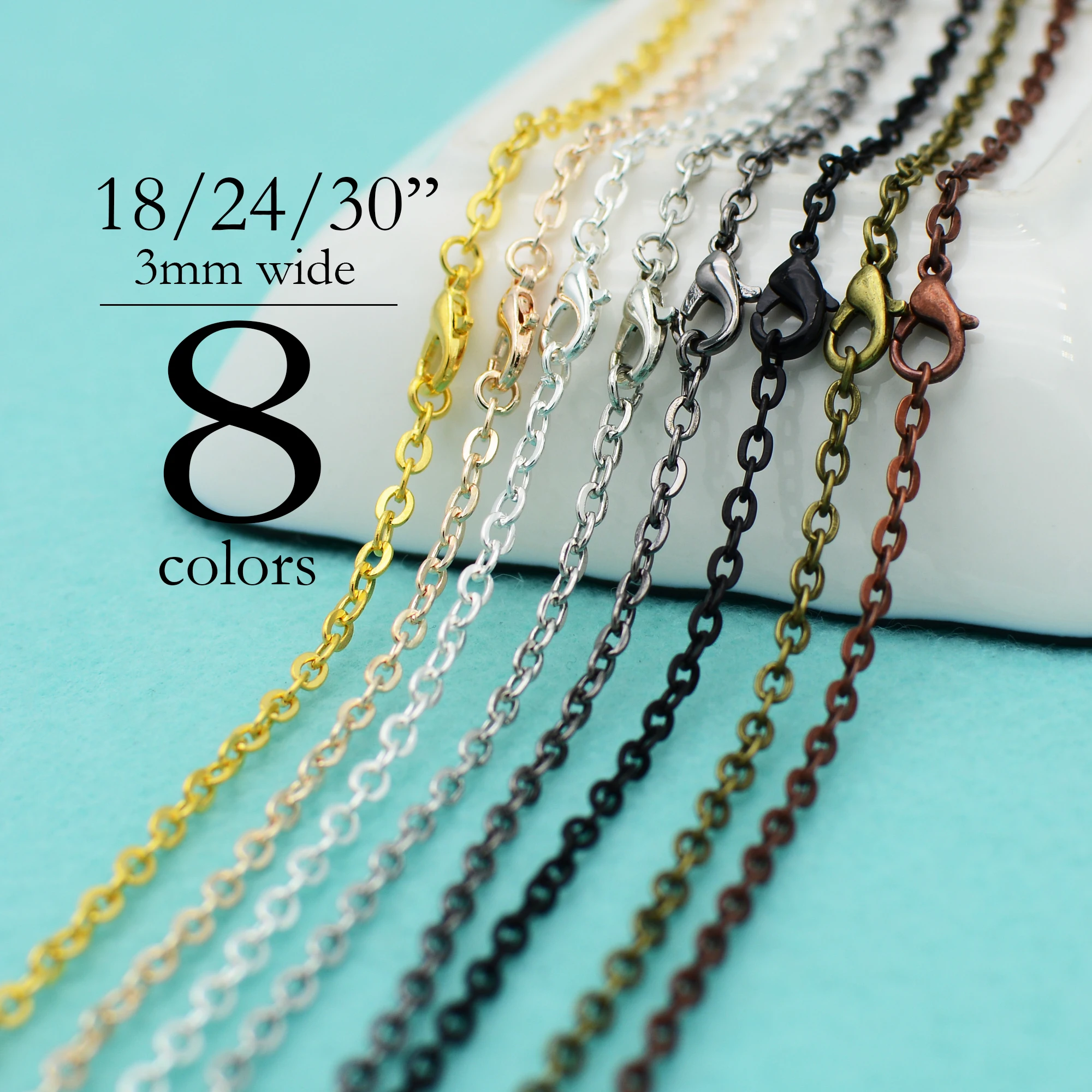 100 шт-24 дюймов Цепь ожерелье Античная Посеребренная цепочка Ожерелье 24-дюймовая 24