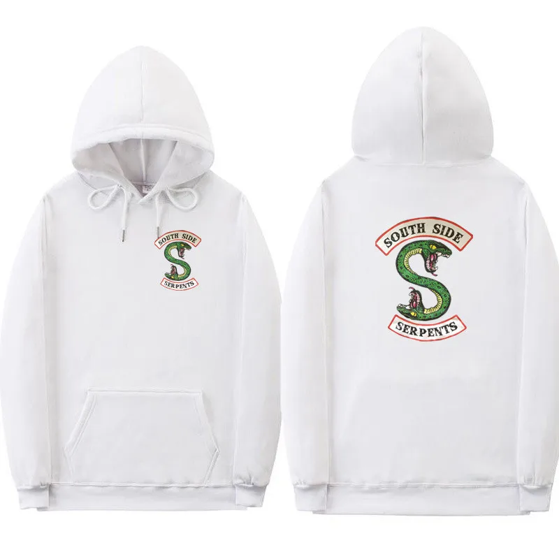 White-BK01 Южная сторона Serpents толстовка с капюшоном модный принт ривердейл толстовки женские уличный сверхразмерный Casaco Feminino пуловер Толстовка Sweatshirt - Цвет: White-BK01