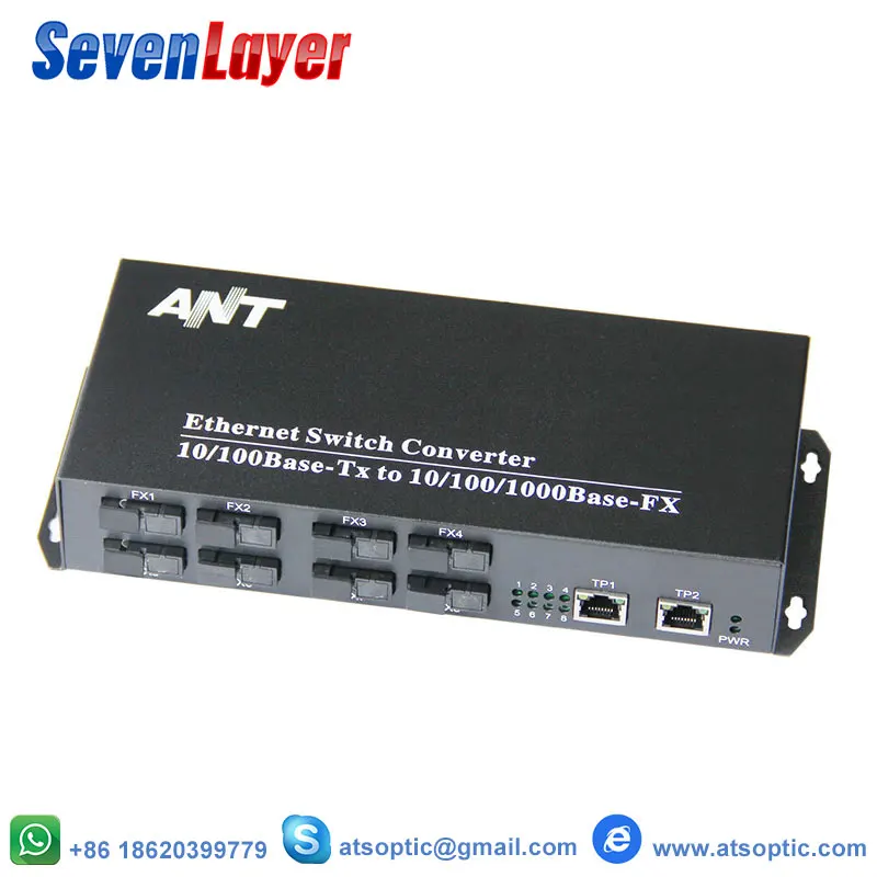 10/100/1000 м медиаконвертер гигабитный Ethernet коммутатор 8 SC 155 м волоконный порт 2 1000 м RJ45 utp одиночный режим один волоконный SC Conver