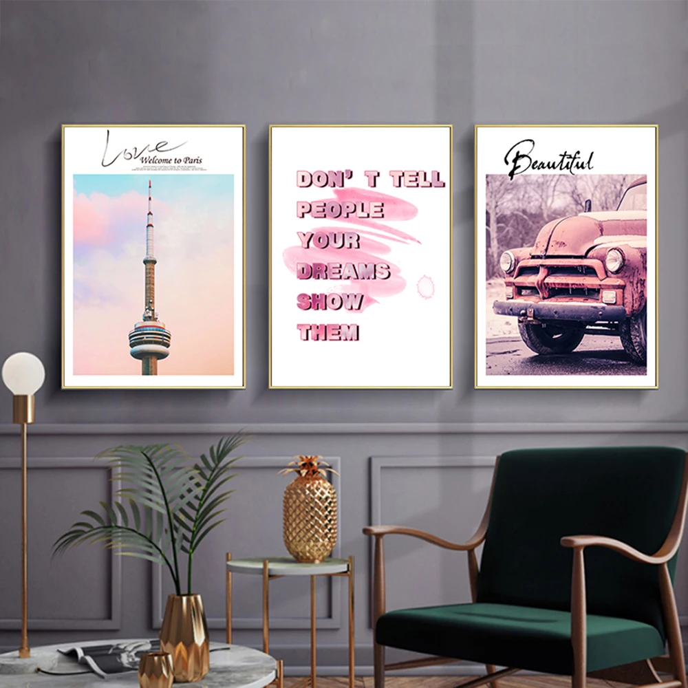 Современные Розовые настенные художественные картины холст постер с принтом в