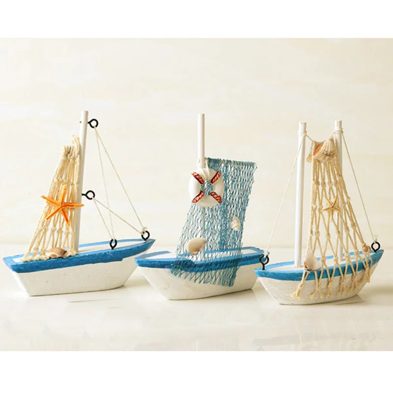 Деревянная модель в средиземноморском стиле корабль микро пейзаж Парусная