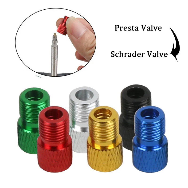 

4PCS Aluminum Alloy Bike Valve Adapter Convert Presta To Schrader Valve Bicycle Pump Air Nozzle Tube Tools Bicycle Accessories