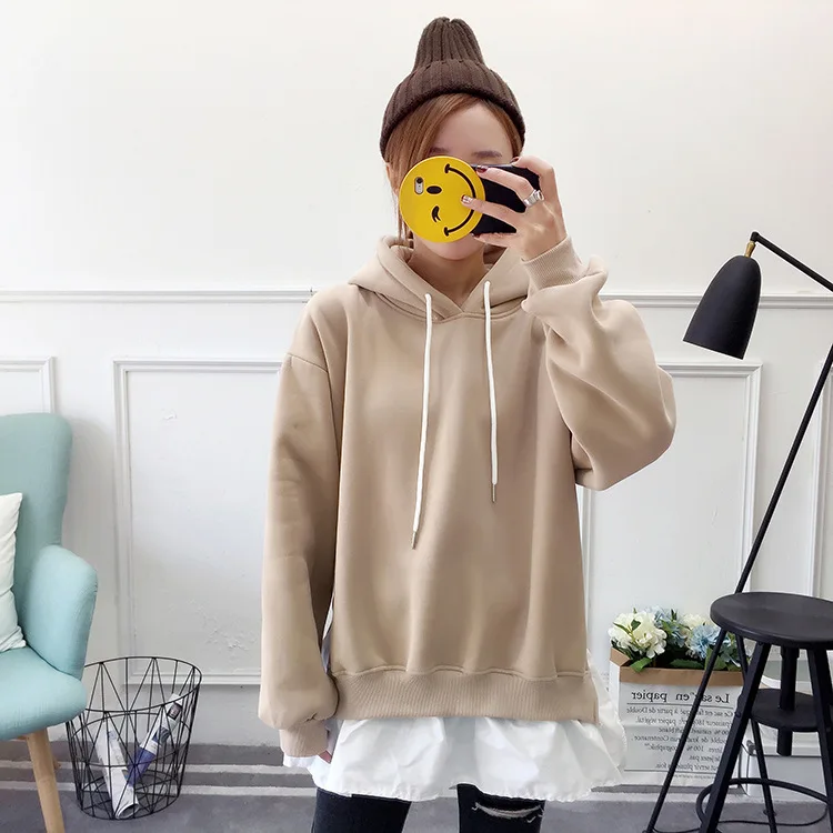 Одноцветная осенняя и зимняя женская Толстовка Повседневная с капюшоном |