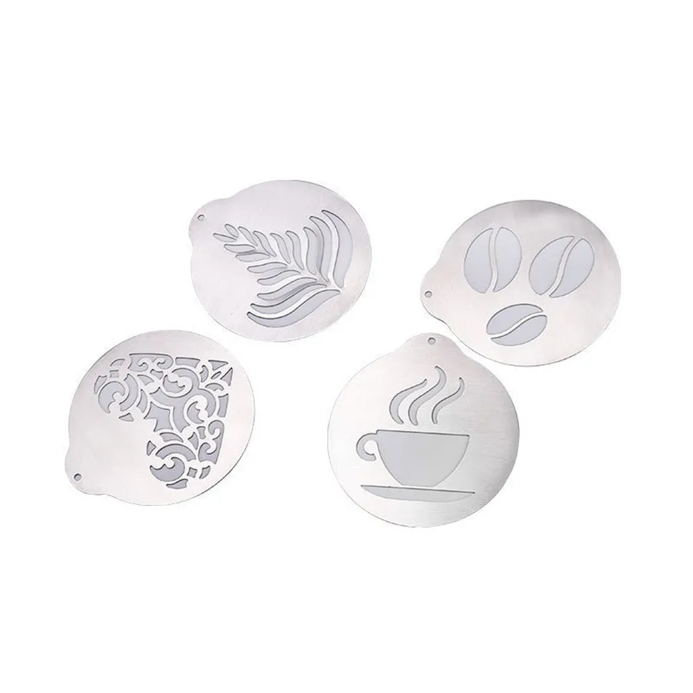 

5pcs Stainless Steel Chocolate Shaker Cocoa Flour Coffee Sifter Coffee Template Strew Flower Pad Spray Art Coffee Tools