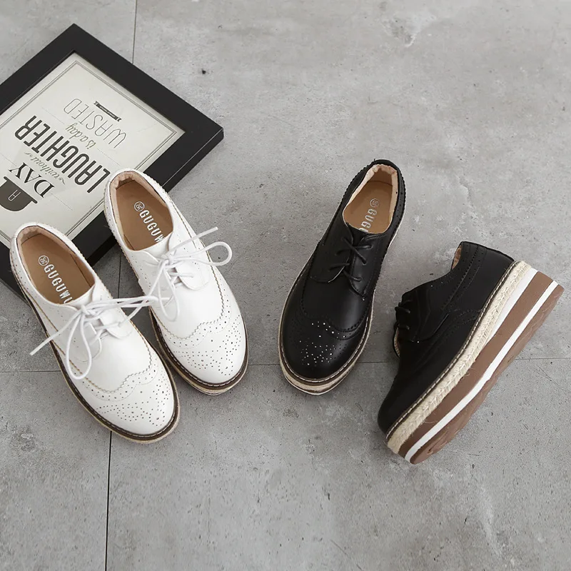 Повседневные женские туфли-оксфорды Swyivy белые кроссовки на платформе осень 2020