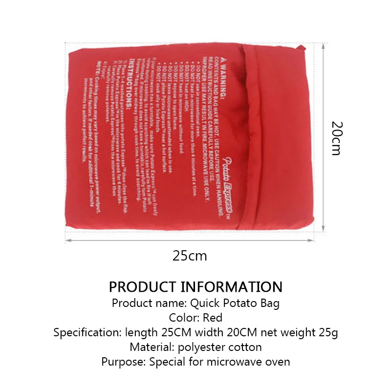 1Pcs Microwave Baking Potatoes Bag Red Washable Cooker Easy To Cook Kitchen Gadgets Tool Rice Pocket Cooking Tools | Дом и сад