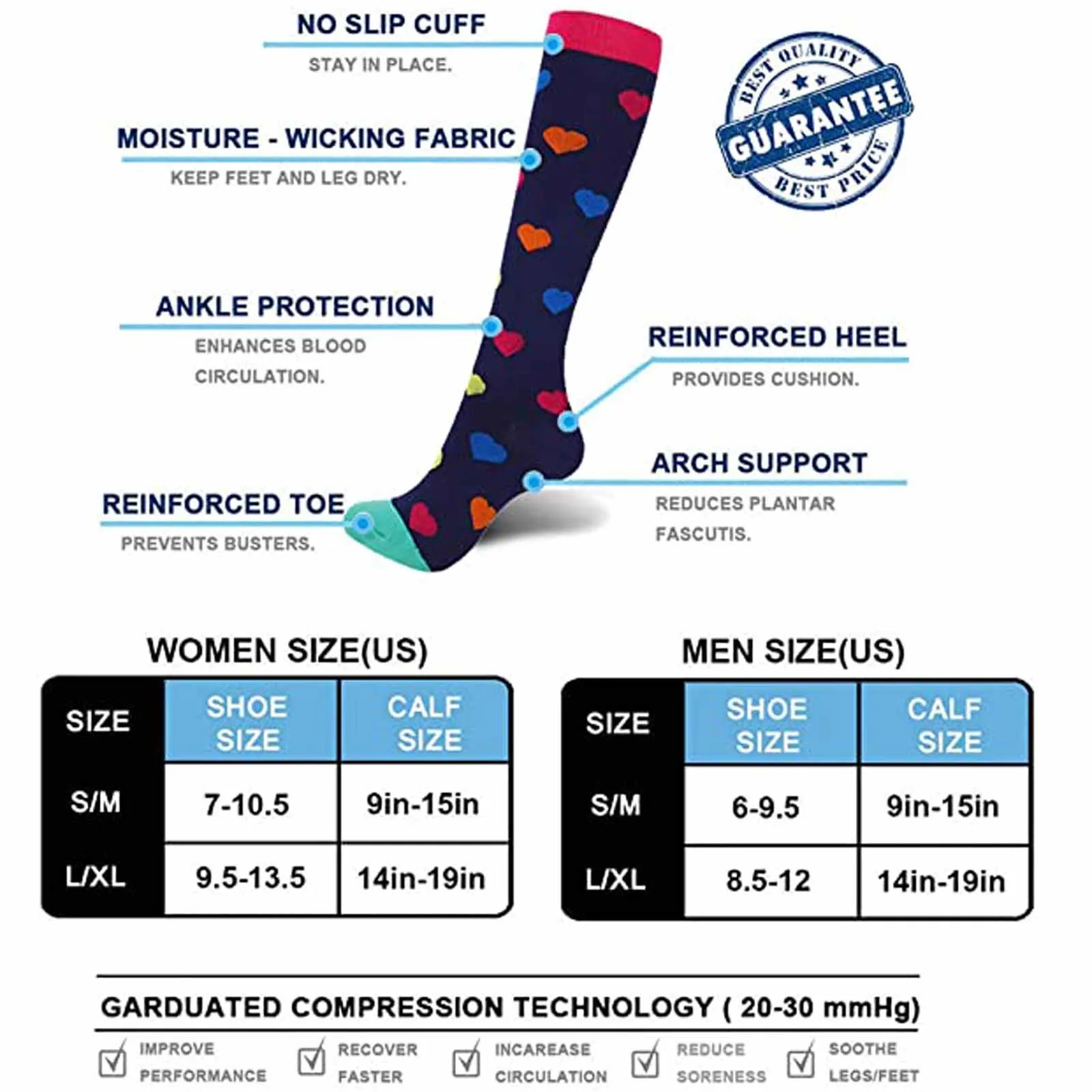 7 пар печатных Компрессионные чулки Для женщин Мужчины Бег Спорт Велоспорт носки