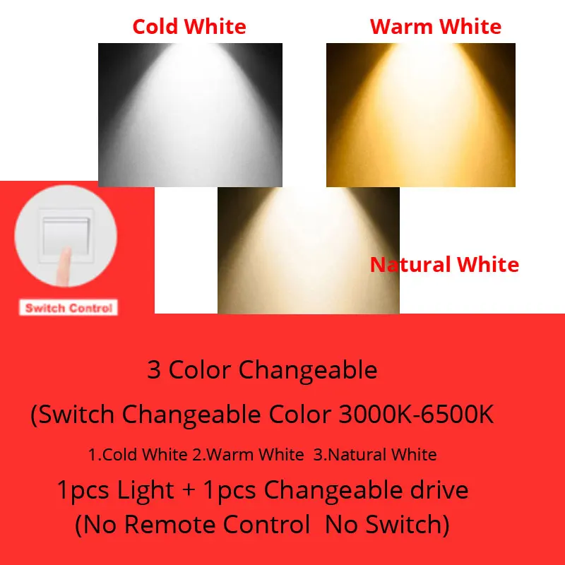 3 Color Changeable Светодиодный светильник RGB, пульт дистанционного управления, 3 Вт, 6 Вт, 9 Вт, 12 Вт, 15 Вт, 18 Вт, 24 Вт, настенный светильник, художественная галерея, лампа для переднего балкона, светильник для крыльца, светильник для коридоров - Испускаемый цвет: 3 Color Changeable