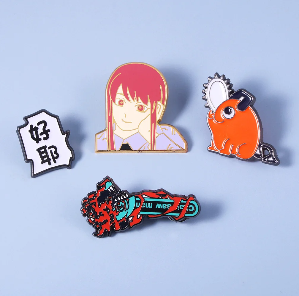 Anime Chainsaw Man Enamel Pins Denji Makima Power Pochita Cosplay Brooch Pin keychain keyring Collection Gift Prop |