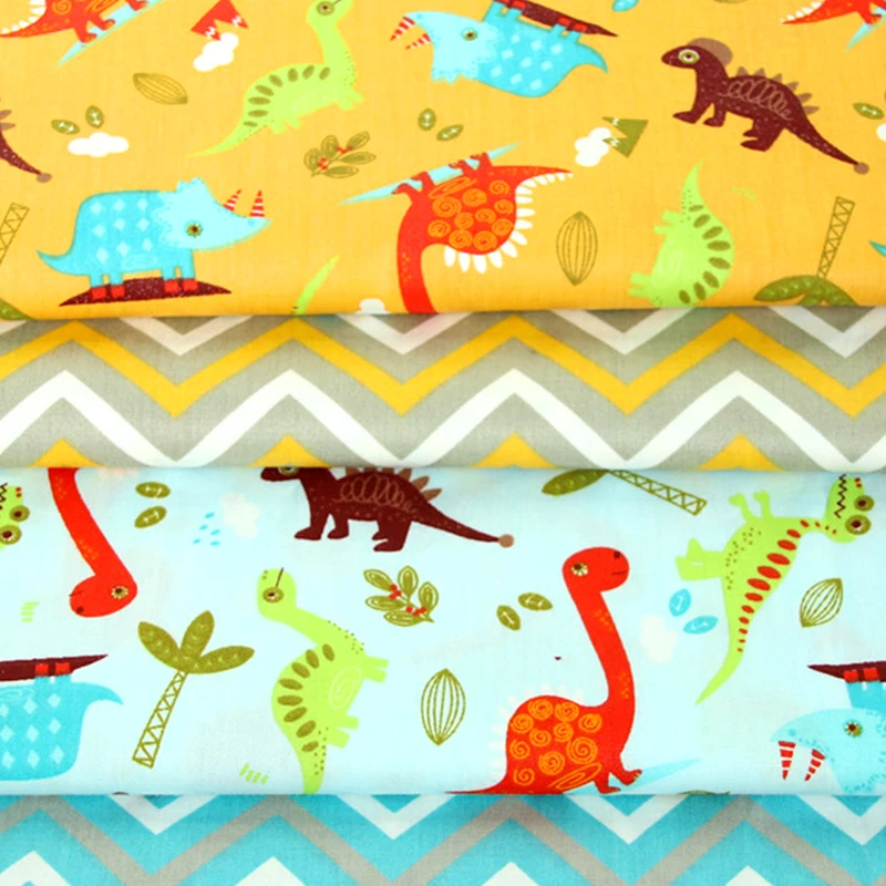 

Printed Dinosaur baby cotton twill Fabric by meter DIY Sewing Tissue Needlework Material for kids and dolls