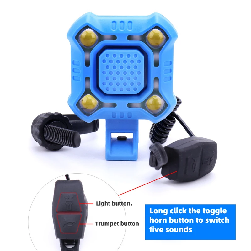 

Bike Headlights USB Rechargeable Shockproof Charged Horn Bell Super Bright Front LED 3 Mode Option Bicycle IPX5