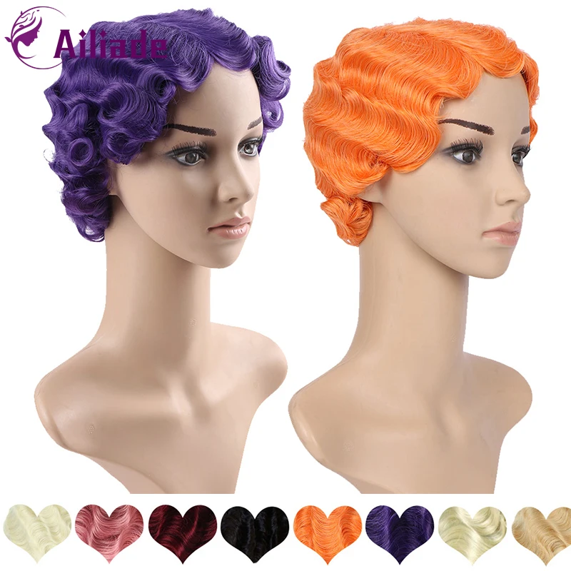 Парик AILIADE из коротких синтетических волос для женщин Модный с волнистыми
