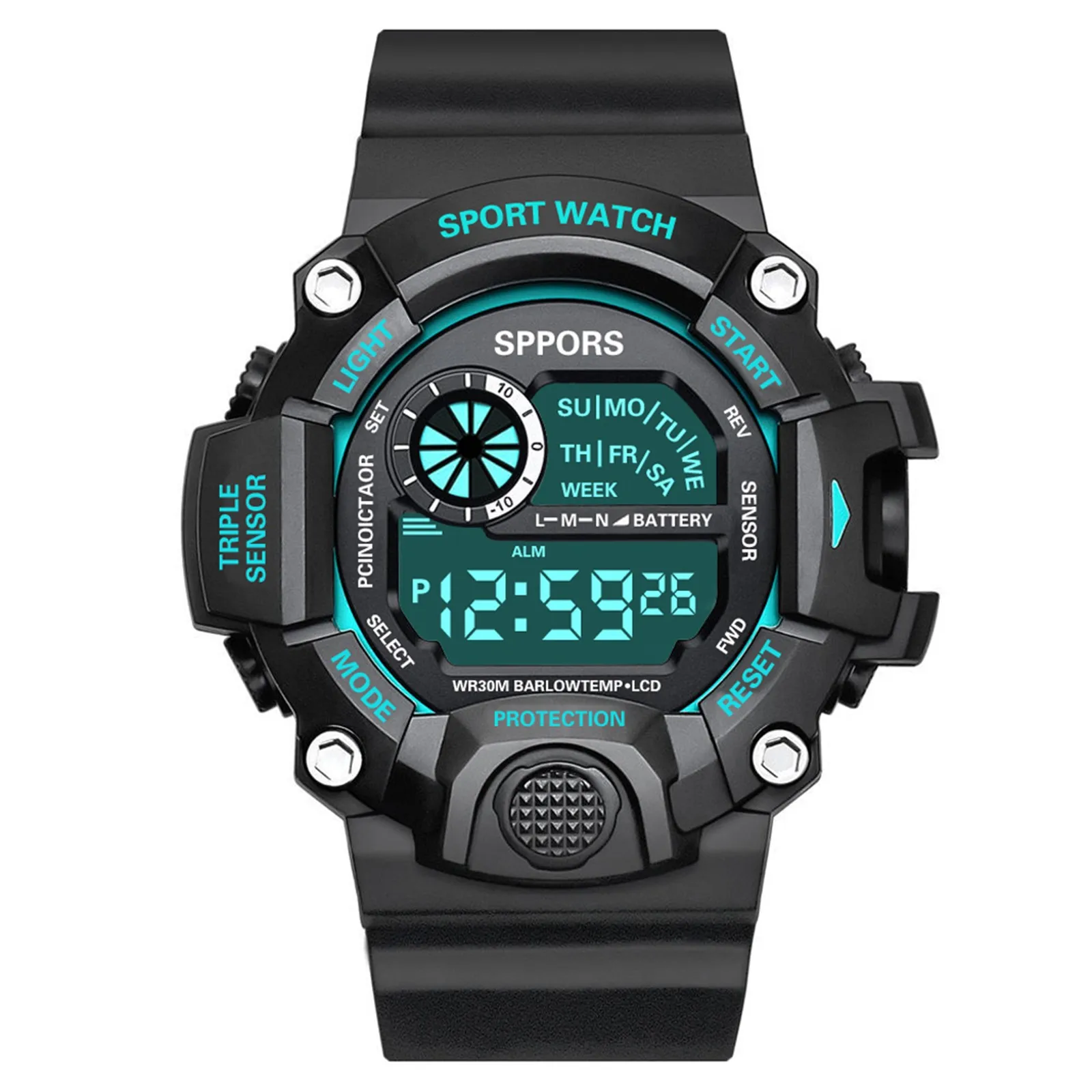 

Fashion Multifunction Sports Watch Display Date Calendar Week Alarm Unisex Watch