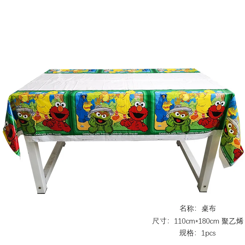 Table cover 1pcs Мультяшные уличные вечерние принадлежности с изображением кунжута Elmo одноразовая Праздничная посуда для украшения дня рождения бумажные салфетки детский душ - Цвет: Table cover 1pcs