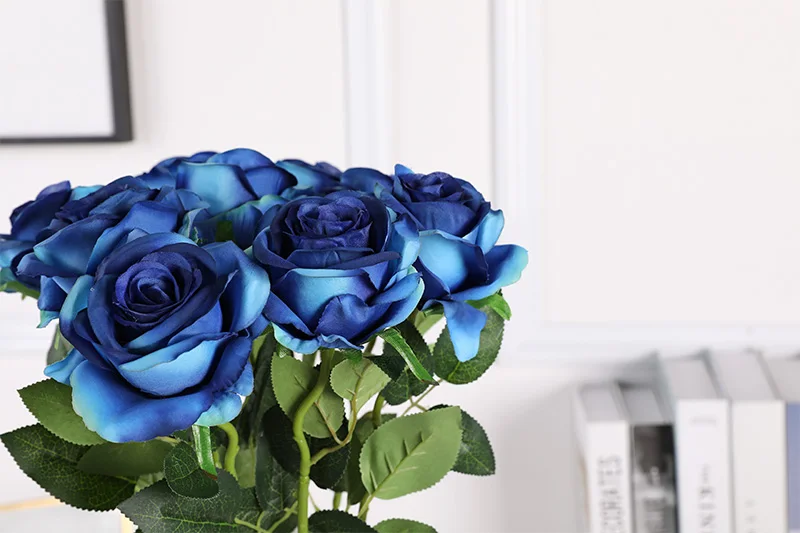 Erxiaobao Brand New Gradient Rose Artificial Flowers High Quality Fake Silk Wedding Flower for Home Living Room Decoration