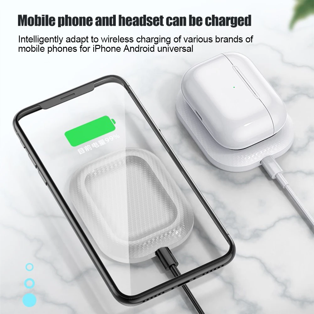 Беспроводное зарядное устройство QI 2 в 1 7 5 Вт док станция Pad для Apple Airpods Pro iPhone 12 11 pro