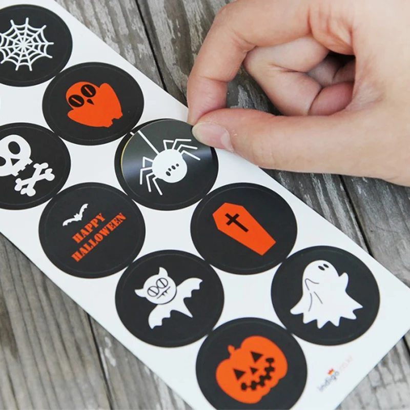 

45/50/60pcs 3CM Halloween Decoration Labels Seal Stickers Pumpkin ghost Cat Elf Witch Ghost Sealing Gift Paper Label Sticker