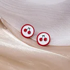 Яркие цветные серьги, простые милые серьги в виде вишни, геометрические простые квадратные и круглые украшения в форме сердца для женщин