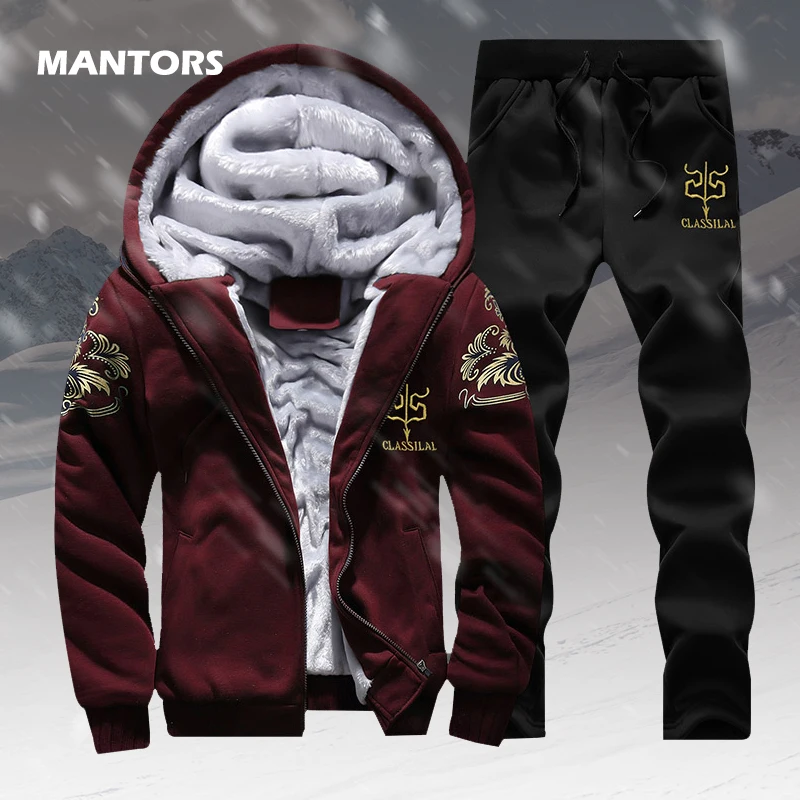Зимние спортивные костюмы мужские флисовые толстовки спортивная одежда