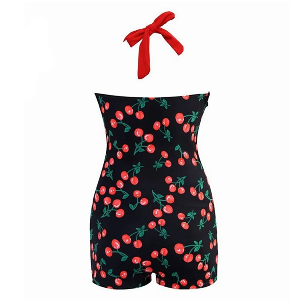 

Push Up Swimsuit Plus Size Swimwear Women Brazilian Sexy 2020 Vintage Halter Retro Dots Monokini Bathing Suit Shorts