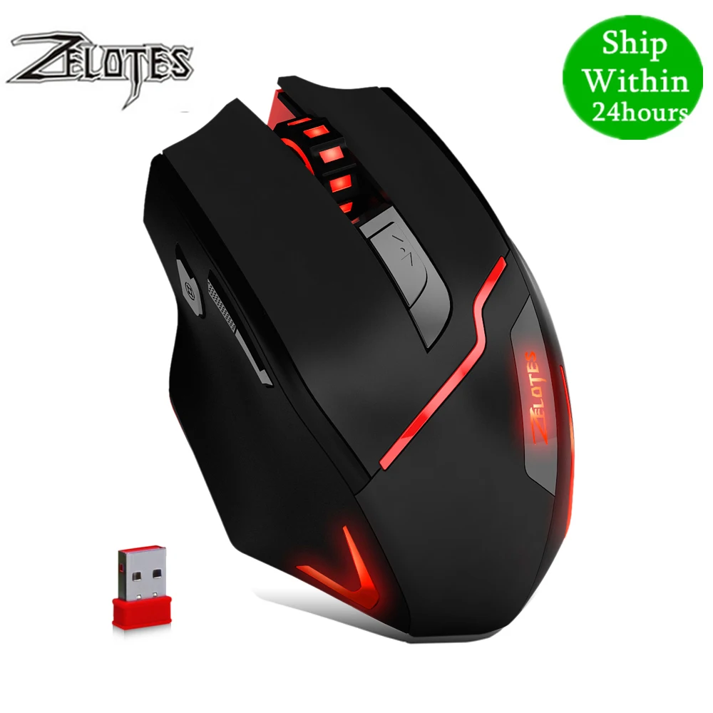 Беспроводная игровая мышь ZELOTES F 18 6 уровней 3200DPI 500 Гц 7 цветов 2 4 ГГц|Мыши| |