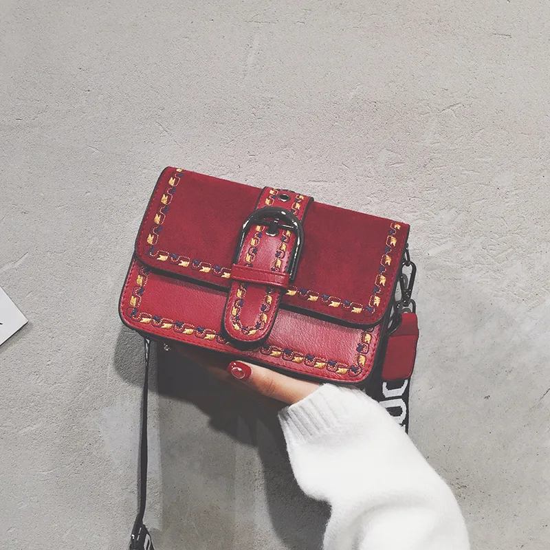 

Autumn/Winter Small Bags Women's 2018 New Fashion Retro Frosted Small Square Bag Hong Kong Style Broadband Shoulder Messenger